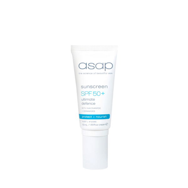 Tube van asap SPF 50+ Ultimate Defence moisturising zonnebescherming met antioxidanten.