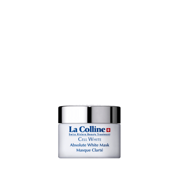 Witte pot La Colline Cell White Absolute White Mask van 50ML met zilverkleurige dop.