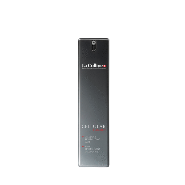 Grijze flacon van La Colline Cellular For Men Cellular Revitalizing Care van 50 ml.