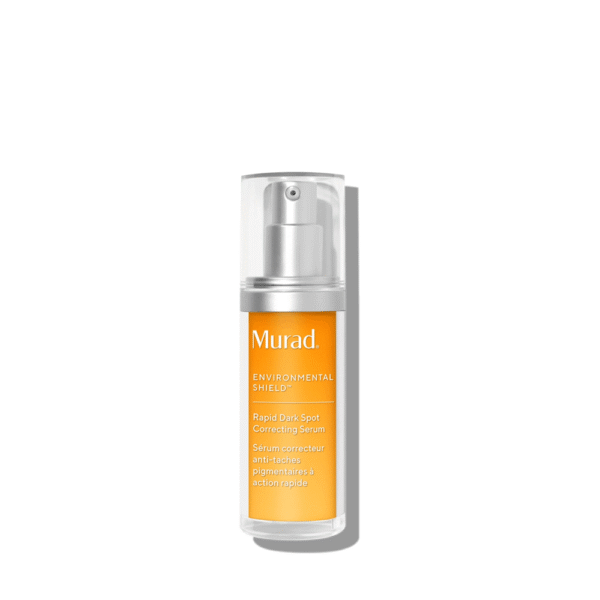 Flesje Murad Environmental Shield Rapid Dark Spot Correcting Serum met pompdispenser op witte achtergrond.
