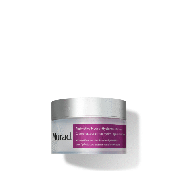 Murad Restorative Hydro-Hyaluronic Cream 50ml in een glanzende pot met zilverkleurig deksel.